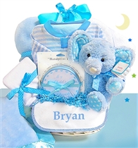 Minky Dots Blue Personalized Gift Basket
